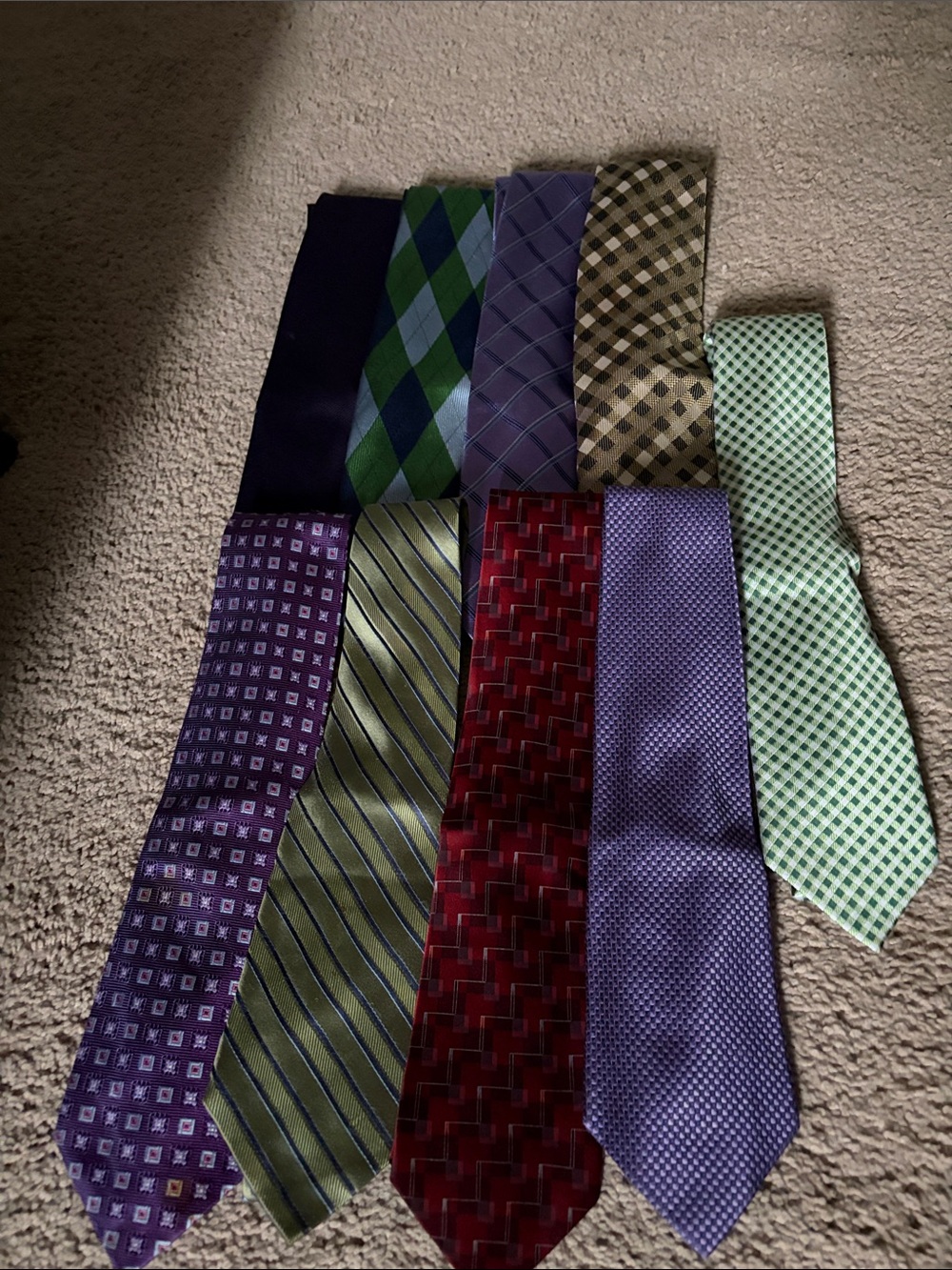 Men's Assorted Patterned Necktie Set in Purple, Green, Red, Navy and Mint